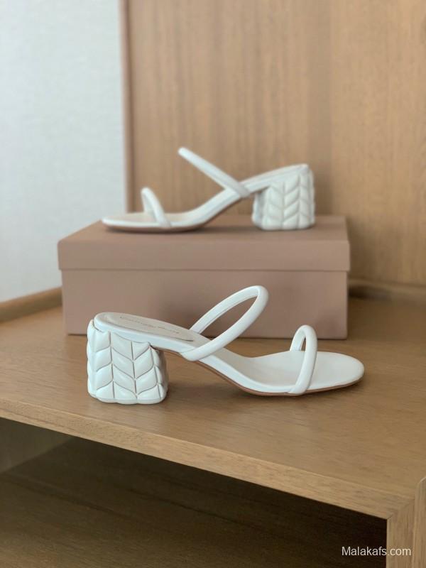 2025 Women Gianvito Rossi White Leather Sandals