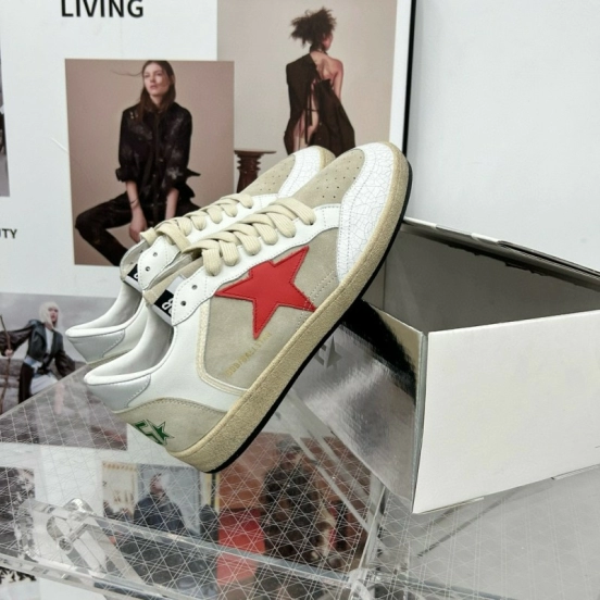 2024 Unisex GGDB White Beige Red Suede Leather Low-Top Sneakers MJ00260