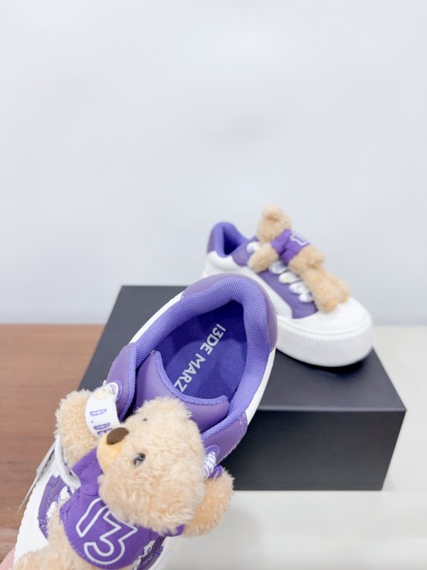 2025 Women 13DE MARZO Purple Leather Casual Shoes 3D Bear Toy KFY00330