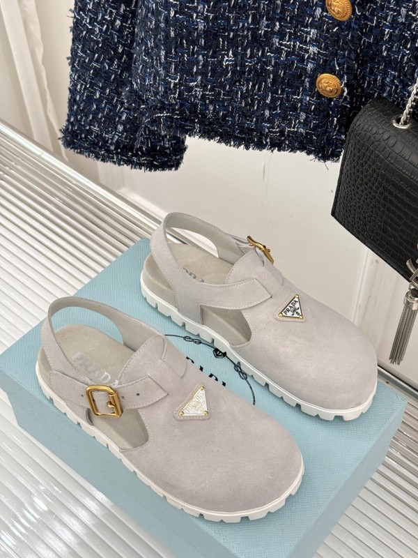 2025 Women Prada Grey Suede Casual Shoes
