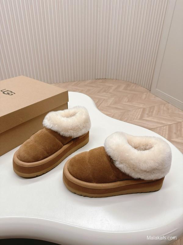 2024 UGG Chestnut Suede Sheepskin Slippers MJ00280