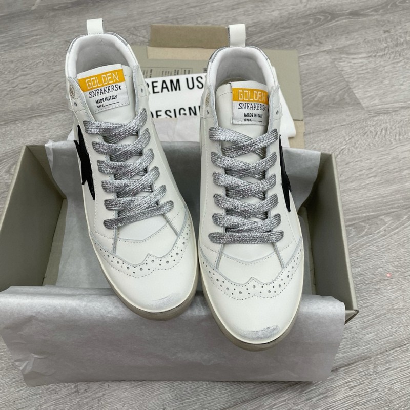 2024 Women GGDB White Black Leather Mid Star High Top Sneakers MJ00300