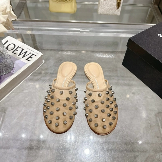 2025 Slippers Alexander Wang Beige Leather Studded LY00310