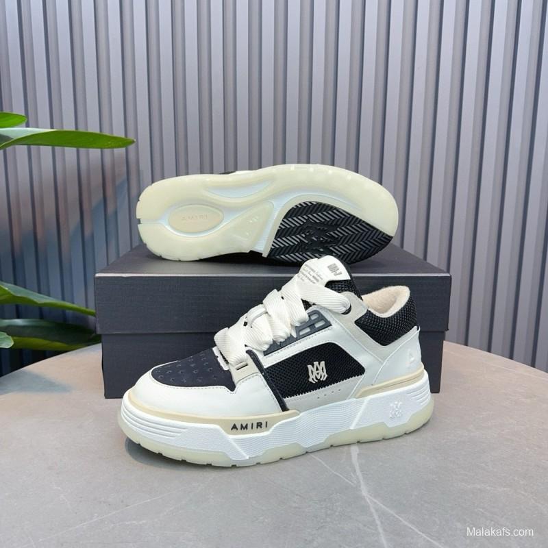 2024 Unisex Amiri Black White Leather Sneakers MJ00360