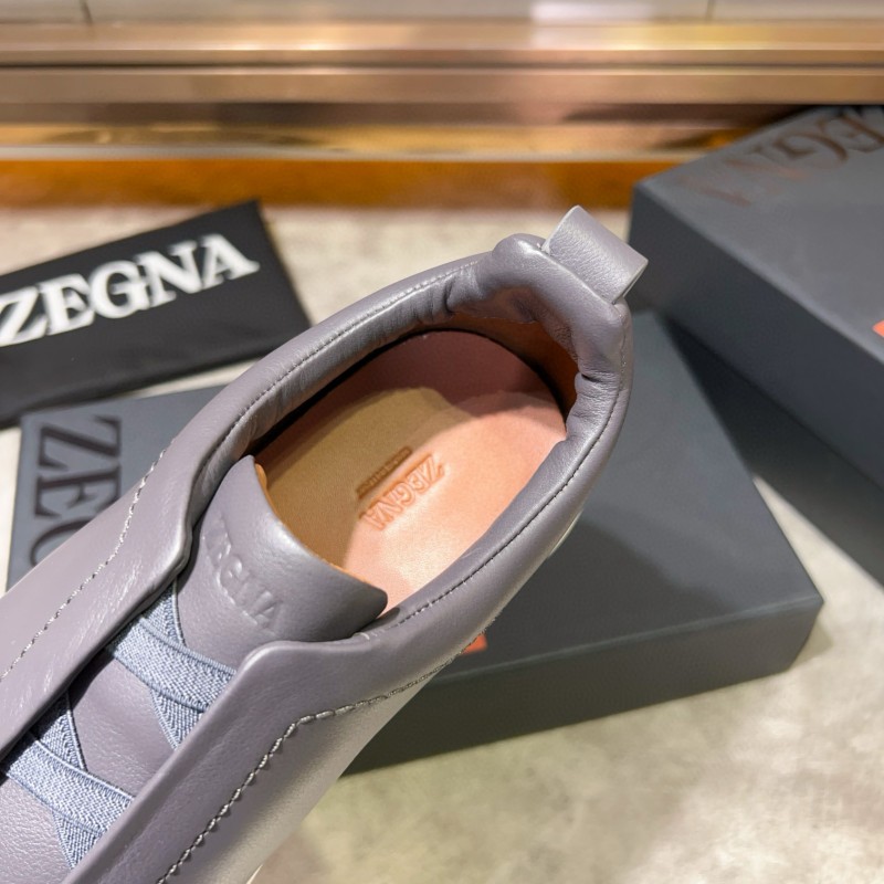 2024 Men Ermenegildo Zegna Gray Calfskin Casual Sneakers MJ00280