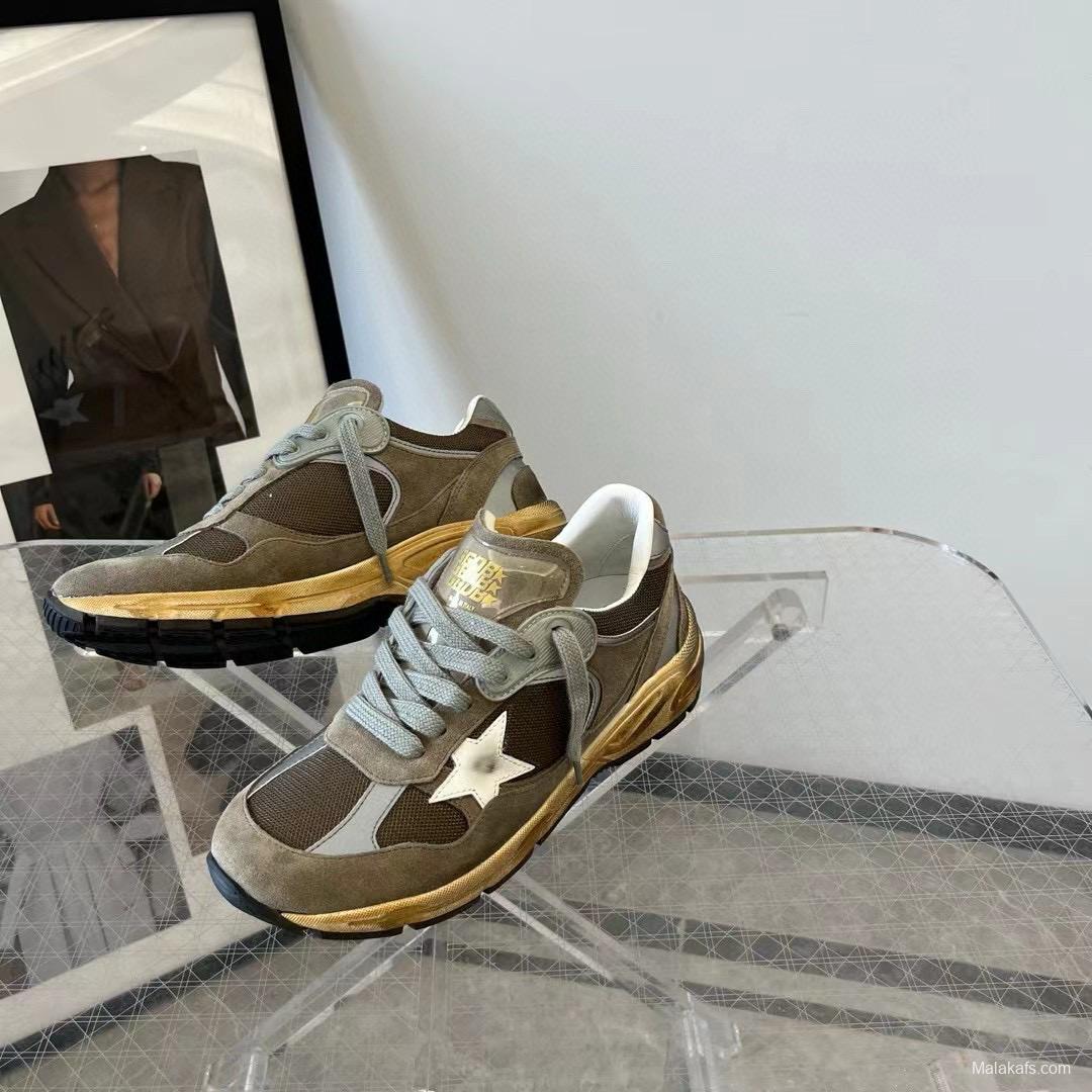 2024 Unisex GGDB Brown Grey Suede Mesh Sneakers