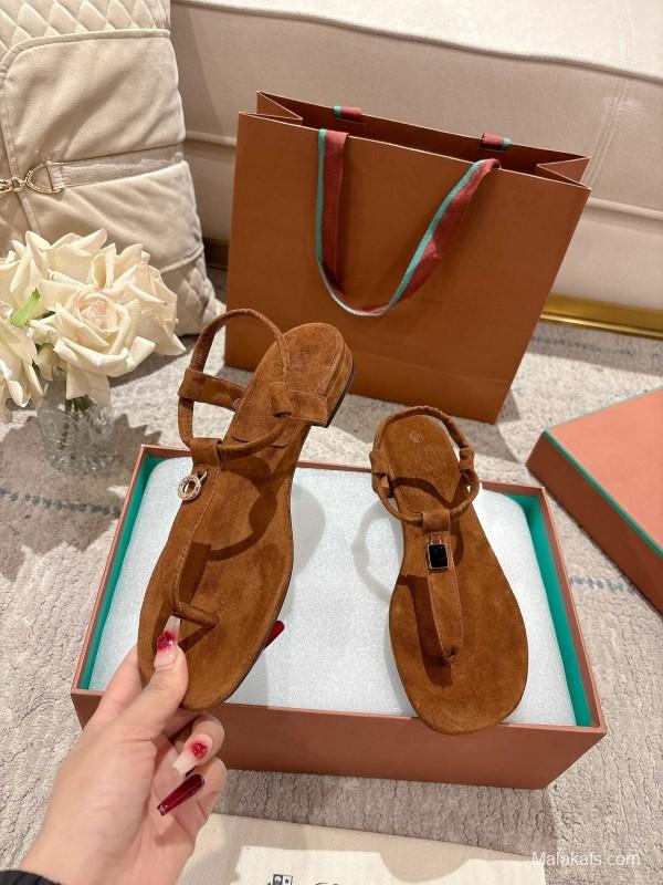 2025 Women LP Brown Suede Sandals LY00360