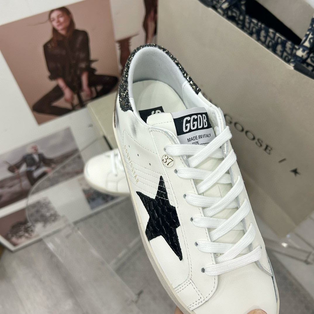 2025 Women GGDB White Black Suede Leather Sneakers MJ00260