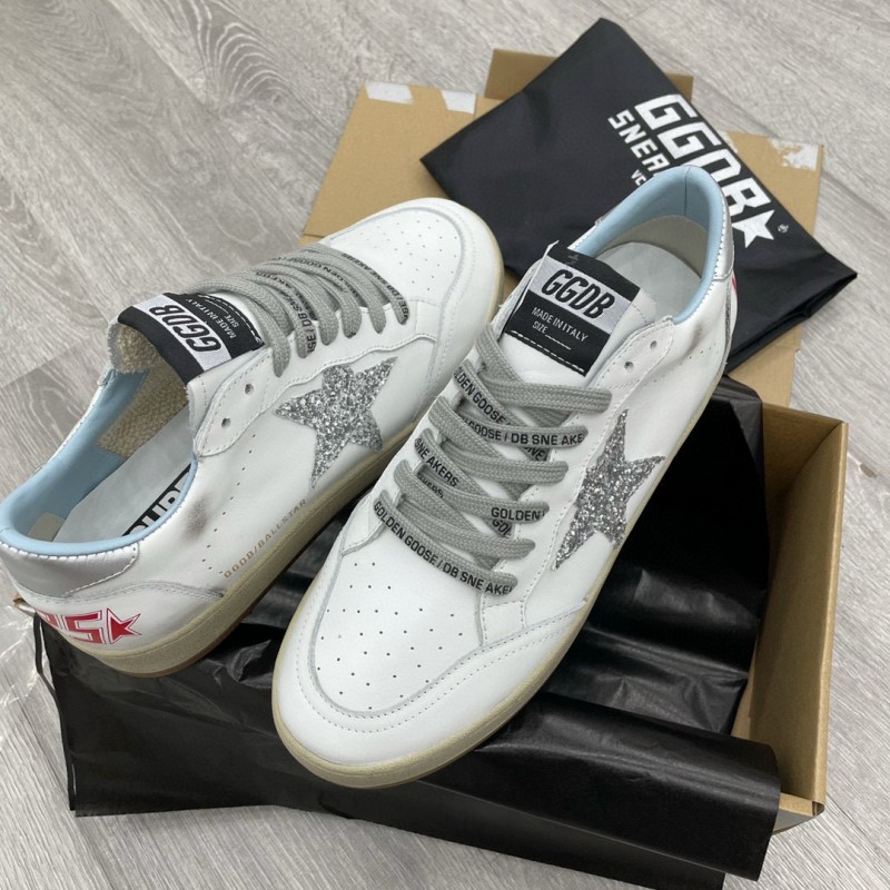 2024 Unisex GGDB White Silver Leather Sneakers MJ00260