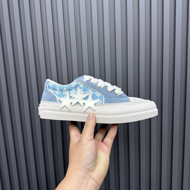 2025 Unisex Amiri Blue White Suede Canvas Sneakers