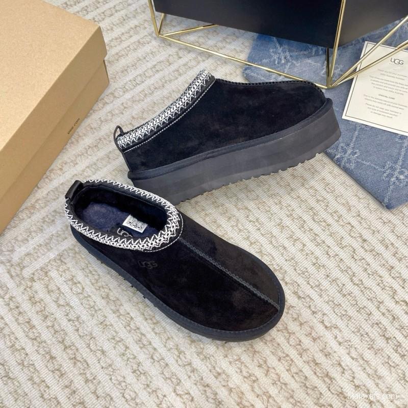 2024 Women UGG Black Suede Platform Slippers MJ00230