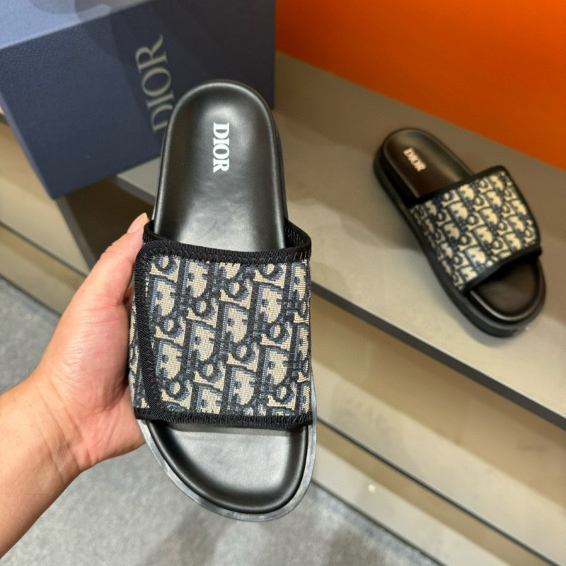 2024 Slippers Dior Black Canvas Slippers MJ00180