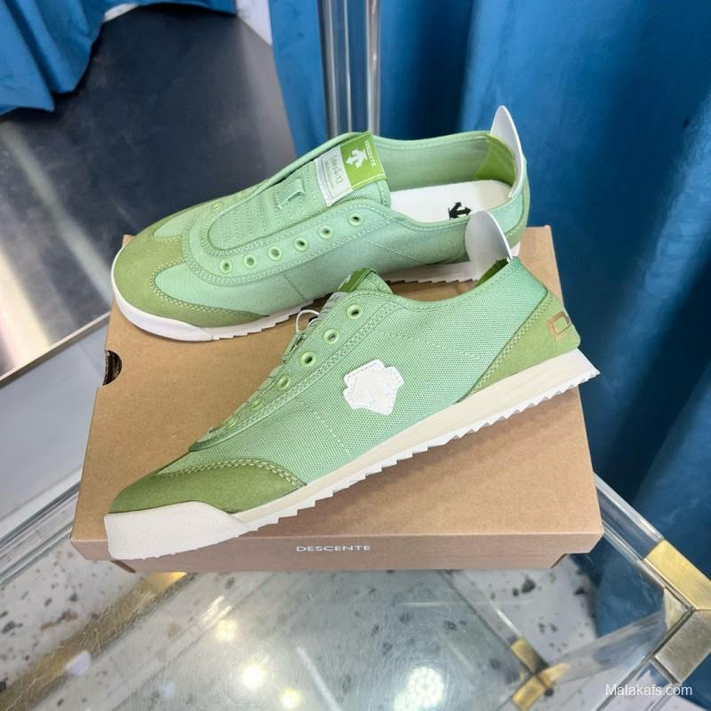 2024 Unisex DESCENTE  green canvas sneakers MJ00280