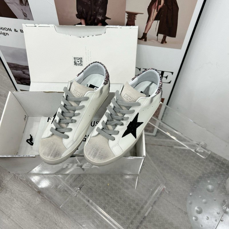2025 Women GGDB White Black Glitter Leather Sneakers