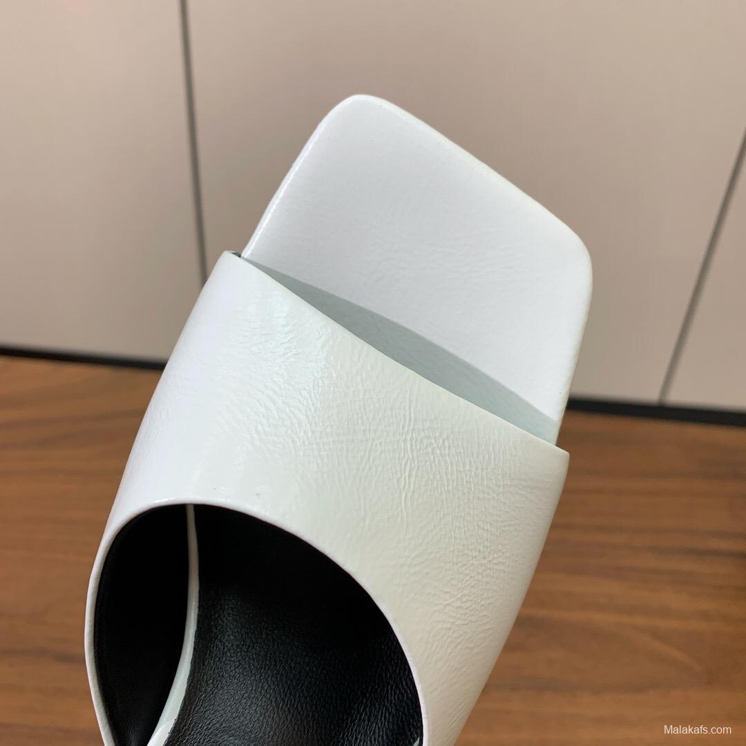 2025 Women VERSACE White Leather Slippers