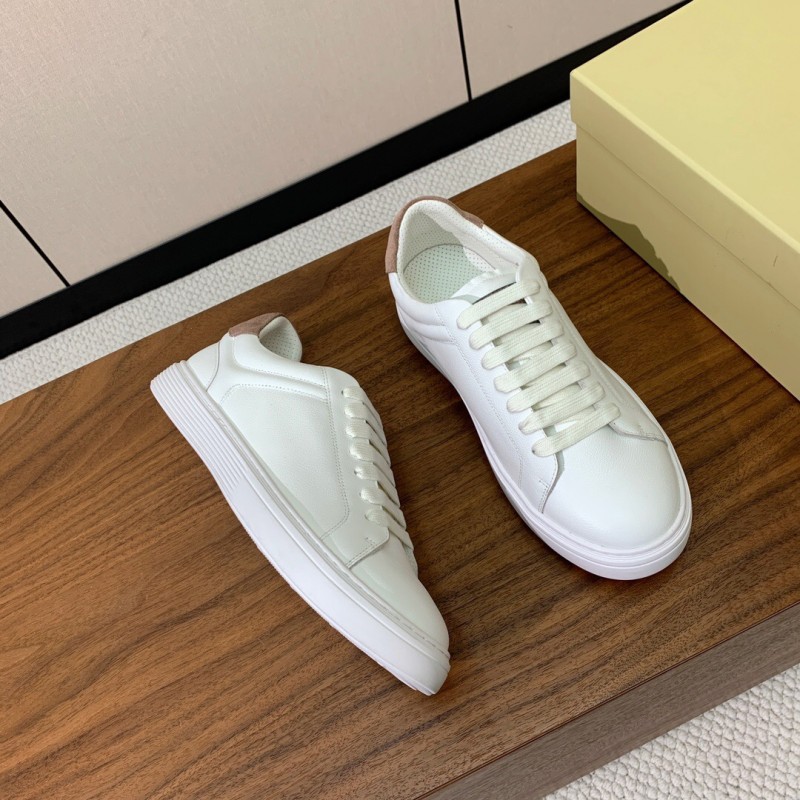 2025 Men Brunello Cucinelli White Leather Casual Sneakers Handmade KFY00310(M)