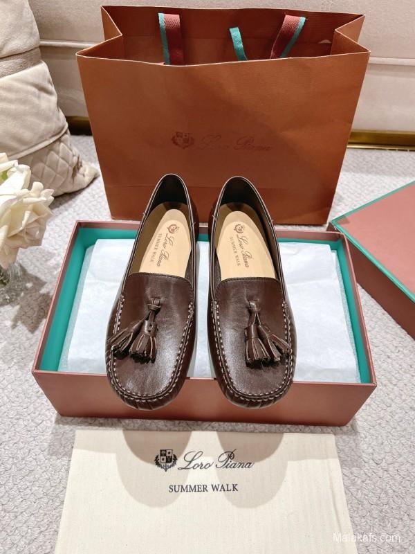 2025 Women LP Brown Leather Loafer Tassel LY00291