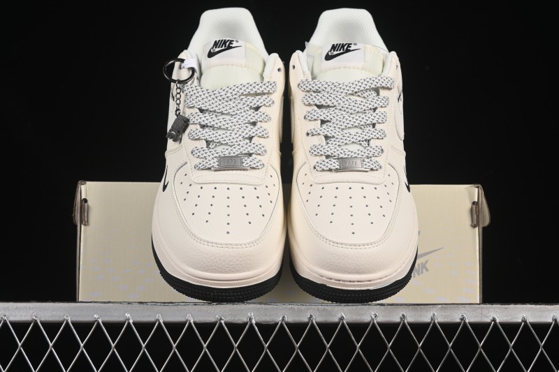 Nike Air Force 1'07 Low Casual Sneakers with Triple Black Swoosh - XX3168-183