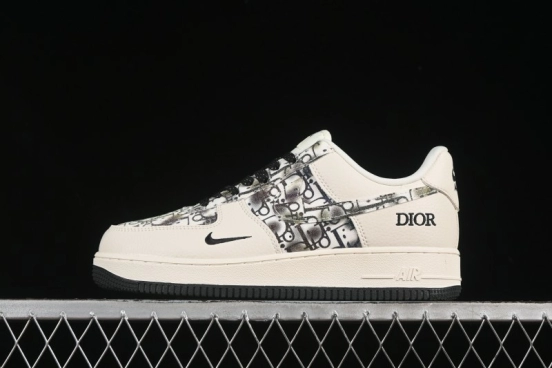 Nike Air Force 1 '07 Low Dior Collaboration Gray Floral Low-Top Casual Sneakers - DF0188-064