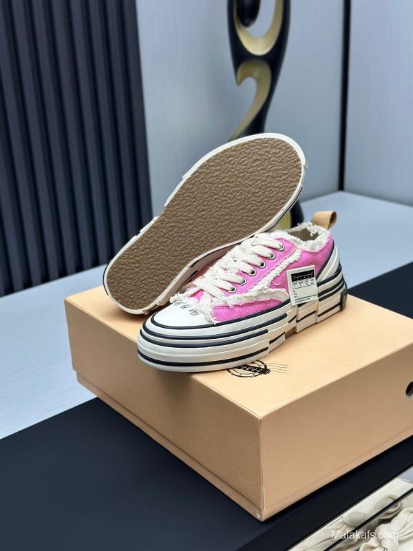 2025 Unisex XVESSEL Pink White Canvas Plimsolls Vulcanized AS00240