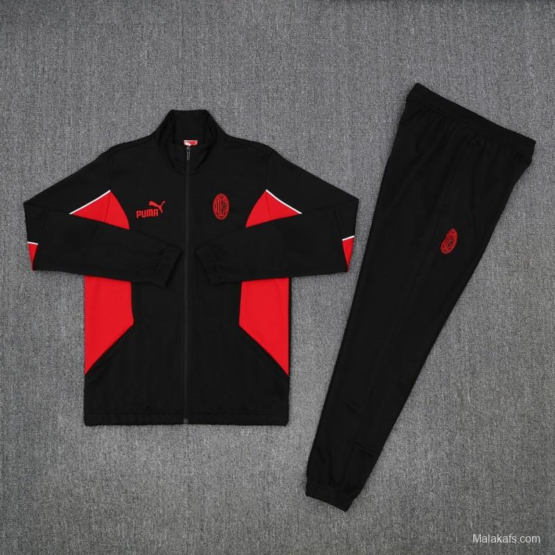 25/26 AC Milan Black/Red Full Zipper Jacket +Long Pants