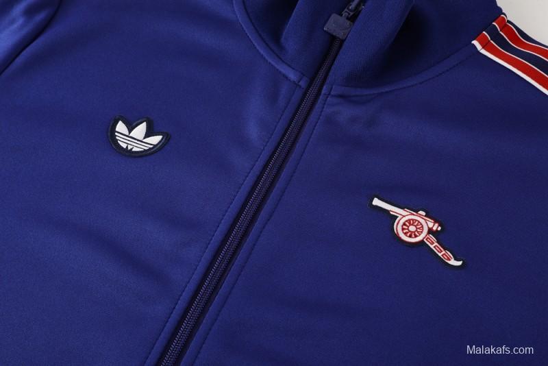 25/26 Arsenal Blue with Red & White Stripes Full Zipper Jacket +Long Pants