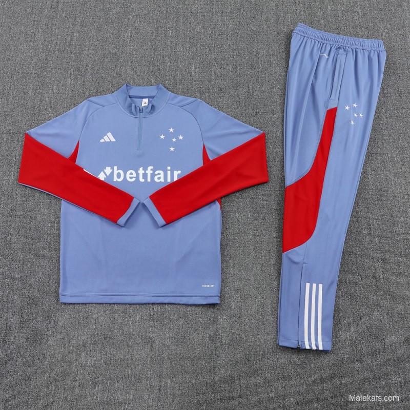 25/26 Cruzeiro Bluish Gray Navy Half Zipper Jacket+Long Pants