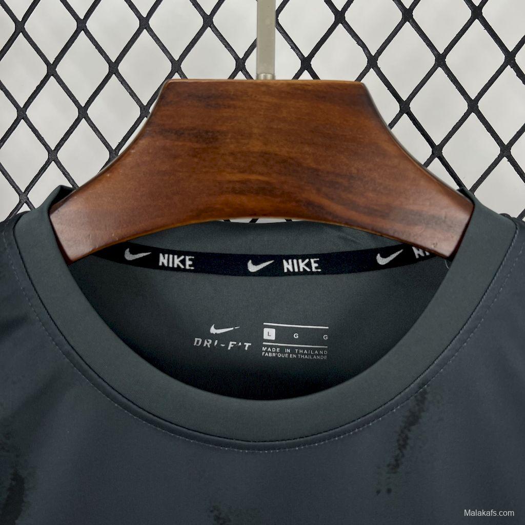 2025 NIKE Training Dark Grey with Abstract Paint Brush Pattern T-Shirt #1045