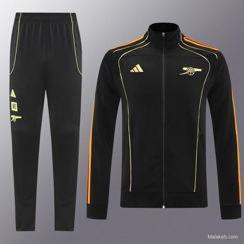 25/26 Arsenal Black Full Zipper Jacket + Long Pants