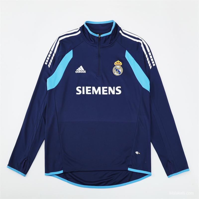 Retro 05/06 Real Madrid Royal Blue Half Zipper Jacket+Long Pants