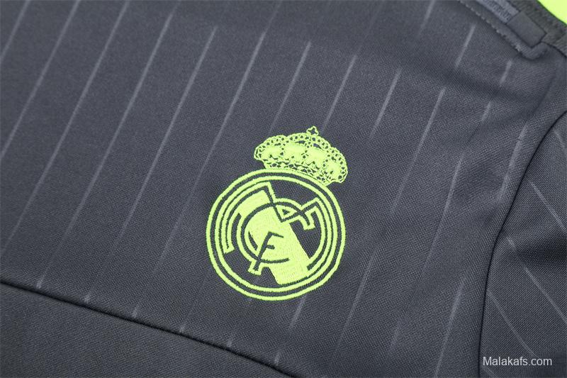 Retro 15/16 Real Madrid Dark Grey Half Zipper Jacket