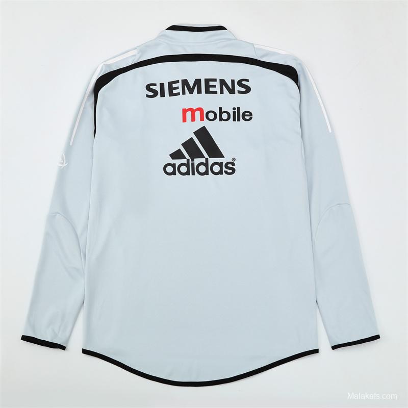 Retro 04/05 Real Madrid Light Grey Half Zipper Jacket+Long Pants