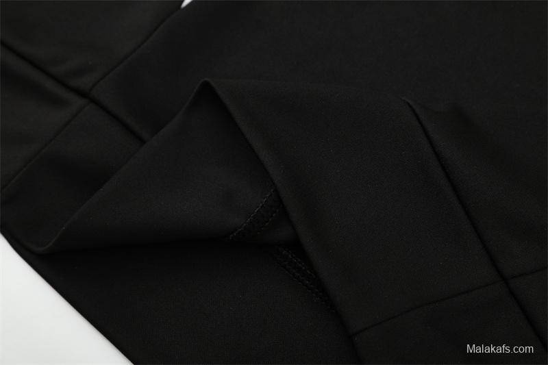 Retro 08/09 Real Madrid Black Half Zipper Jacket+Long Pants