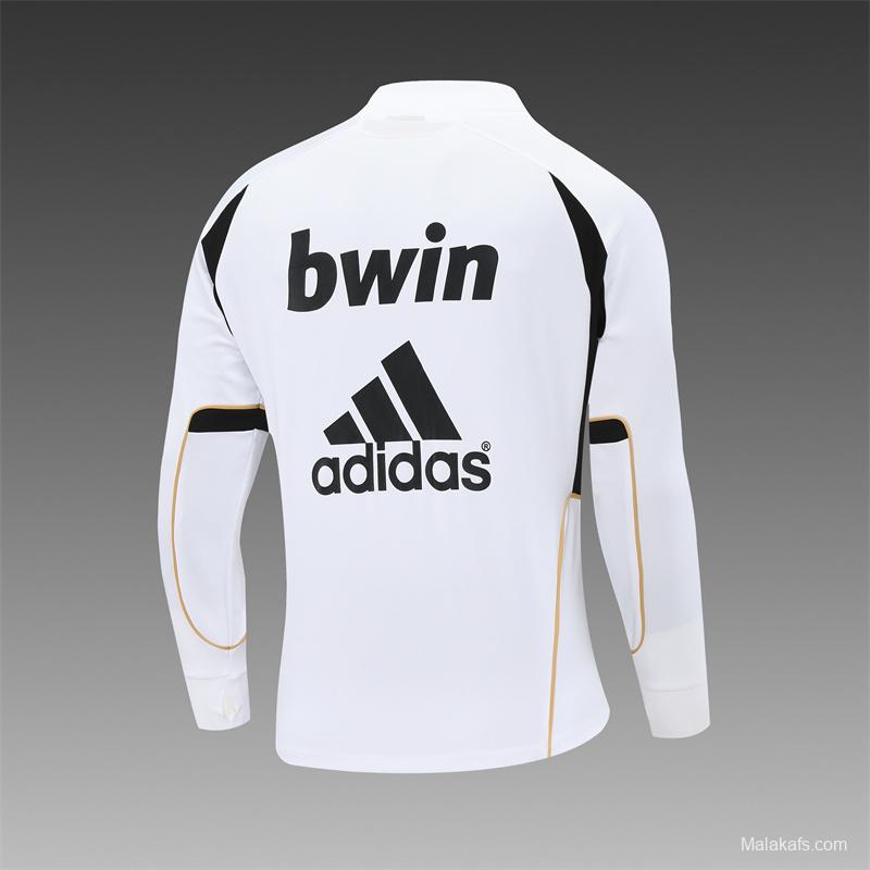 Retro 11/12 Real Madrid White Half Zipper Jacket