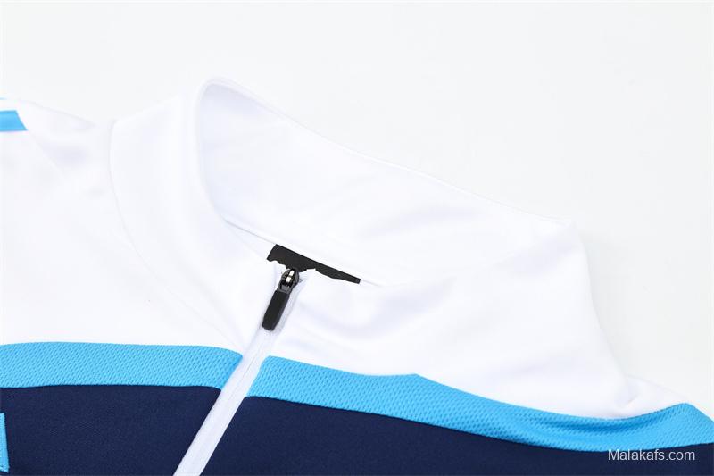 Retro 09/10 Real Madrid White Half Zipper Jacket+Long Pants