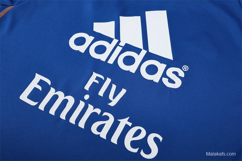 Retro 13/14 Real Madrid Color Blue Half Zipper Jacket+Long Pants