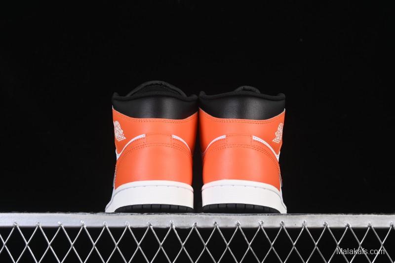 Nike Air Jordan 1 Mid AJ1 Black White Orange - DQ8426-801