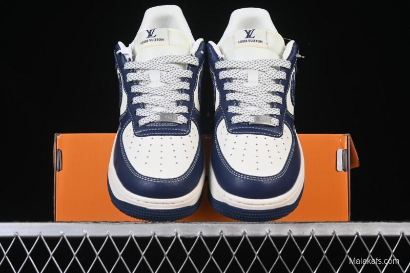 Nike Air Force 1 '07 Low LV Collaboration Navy Blue Cashew Flower Casual Sneakers - JP8028-009