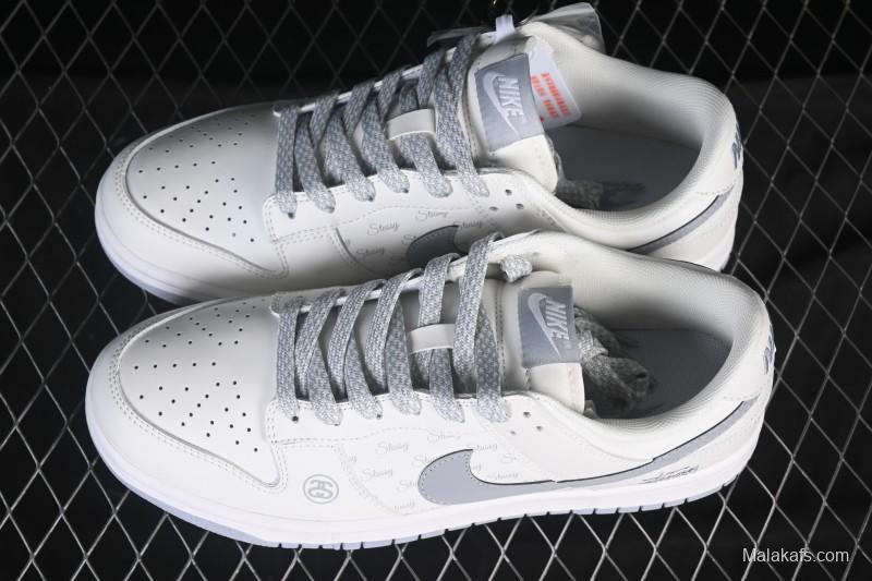 Nike SB Dunk Low Stussy Collaboration Print Grey Hook Anniversary Custom Low-Top Casual Skate Shoes - CS1688-125