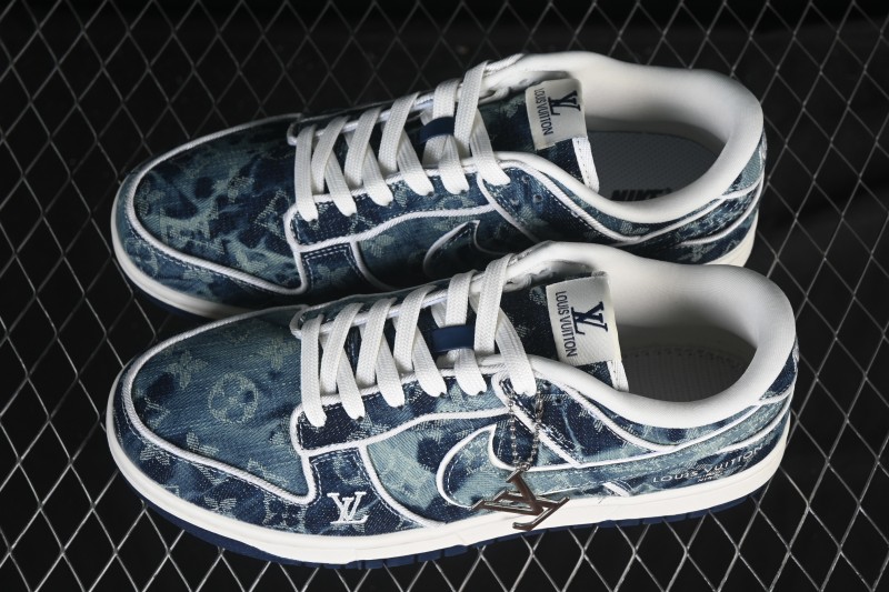 Nike SB Dunk Low LV Collaboration Blue Denim Low-Top Casual Skate Shoes - SC0601-466