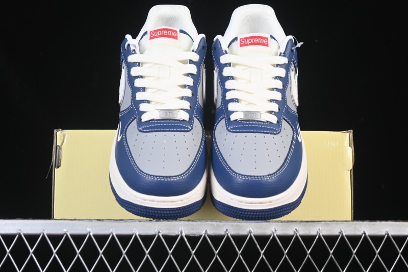 Nike Air Force 1 '07 Low Supreme Collaboration White Blue Gray Red Casual Sneakers - XD2588-602