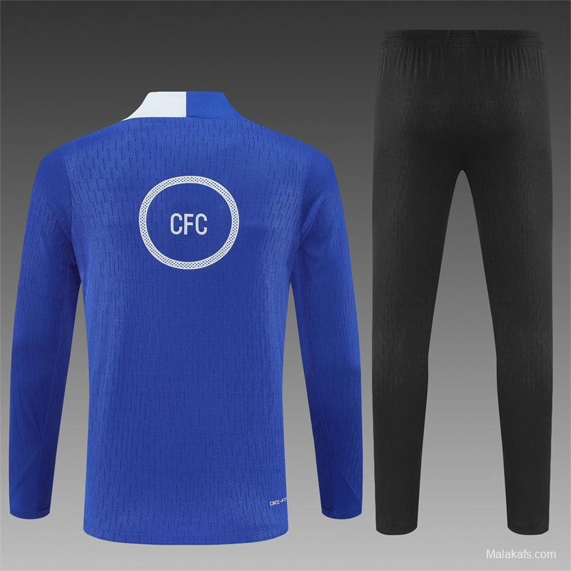 Player Version 25/26 Chelsea Color Blue T90 Half Zipper Jacket+Long Pants