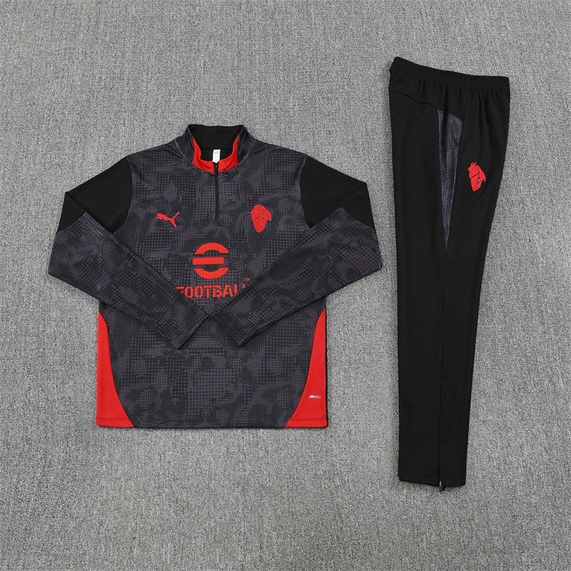 25/26 AC Milan Black Camouflage Half Zipper Jacket+Long Pants