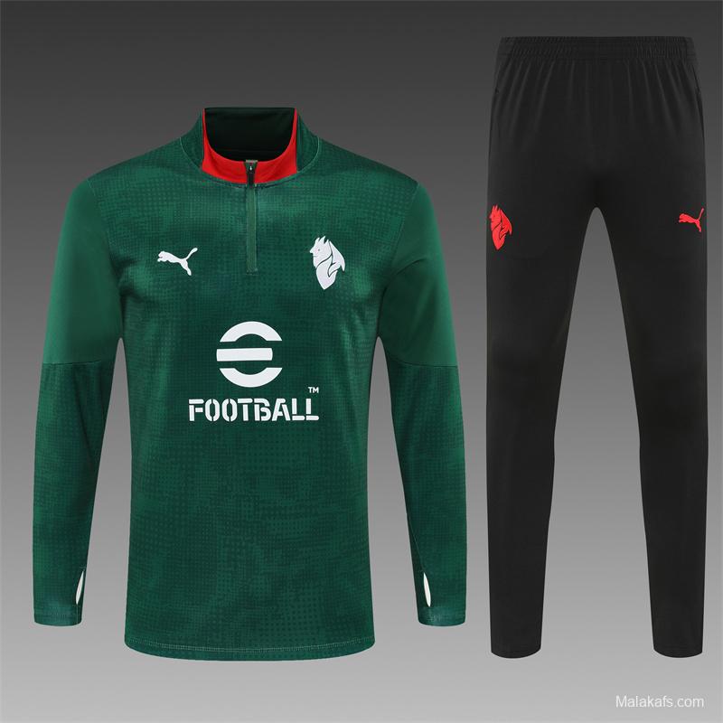 25/26 AC Milan Green Camouflage Half Zipper Jacket+Long Pants