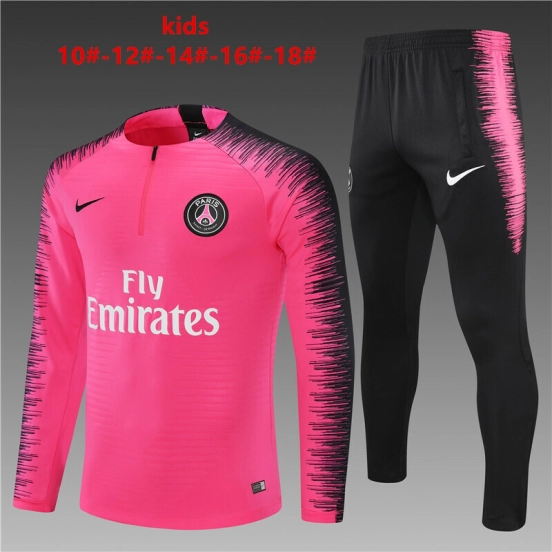 Player Version 18-19 Kids PSG Pink Half Zipper Jacket+Long Pants