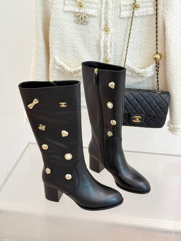 Chanel 2025/SS Double C Metal Buckle High Heel Boots - KFY00530