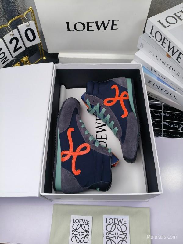 LOEWE High-Top German Training Sneakers Retro Fashion Casual White Shoes - LY00330