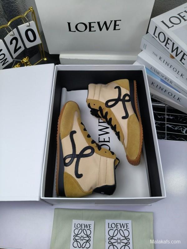 LOEWE High-Top German Training Sneakers Retro Fashion Casual White Shoes - LY00330