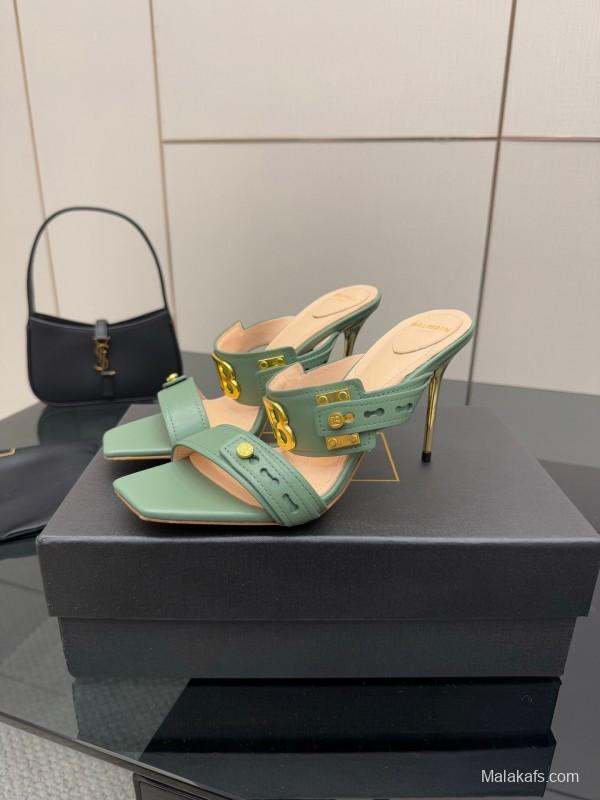 Balmain 2025 SS Metal Heel High Heel Sandals - KFY00320