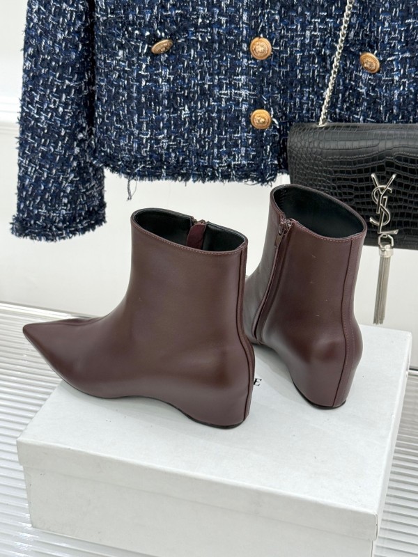 Khaite Retro Pointed Toe Ankle Boots with Height Increase - KFY00390
